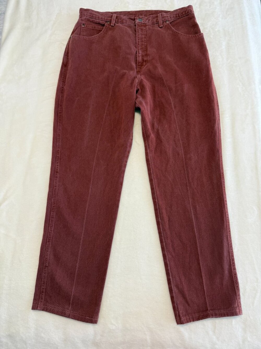 Lands' End Women's 18 Tall Brick Red Straight Leg Jeans 100% Cotton Made USA